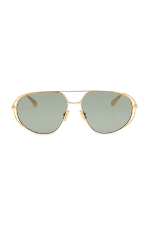 サングラス BOTTEGA VENETA Woman Sunglasses Silver 756328V4450 8107 Glaze Aviator Sunglasses (756328V4450-8107-SILVER-GREY)